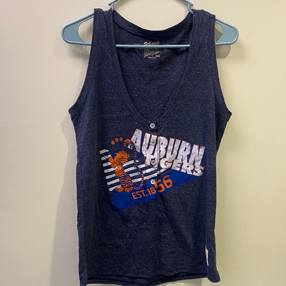 Original Retro Brand Auburn Tigers Navy Muscle Tank with Orange & White Logo